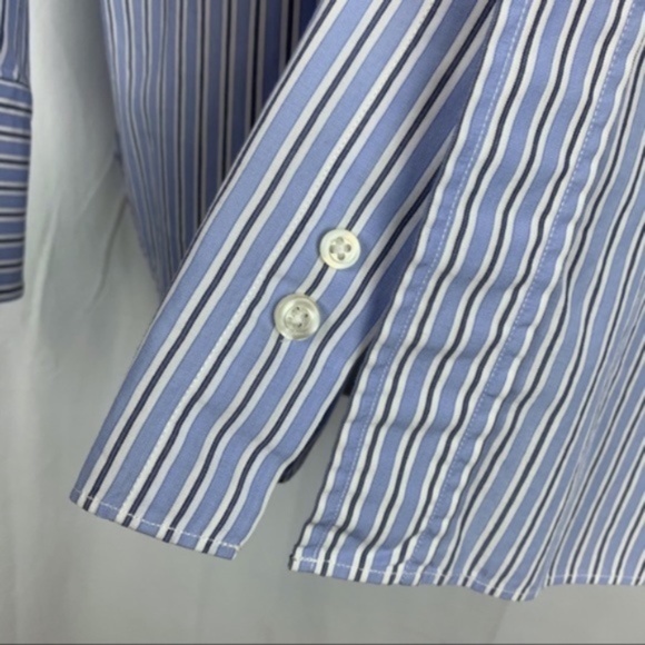 Louis Dell'Olio men's blue/white/gray stripe dress shirt, 16 1/2L, 42 - Picture 6 of 8
